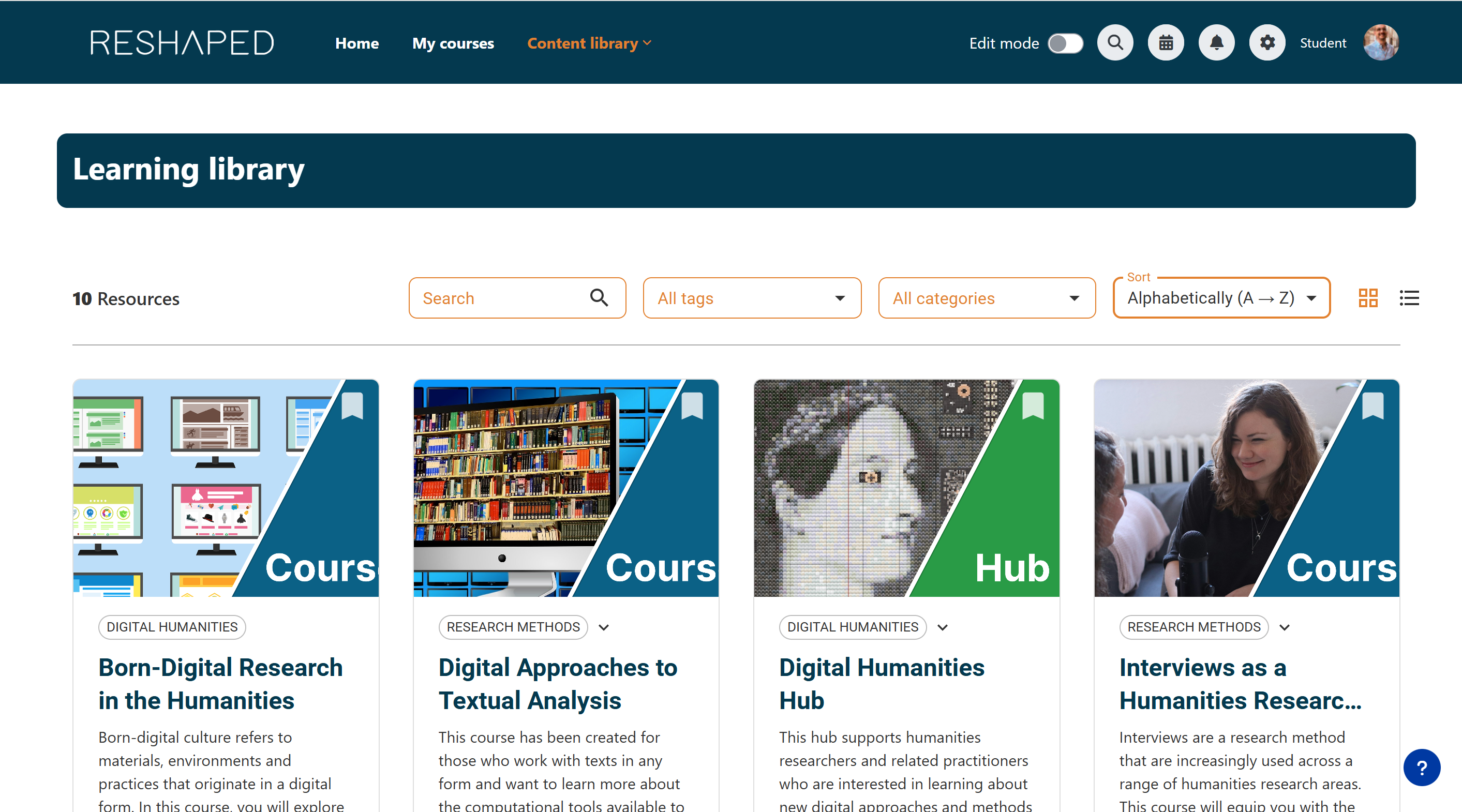 RESHAPED homepage